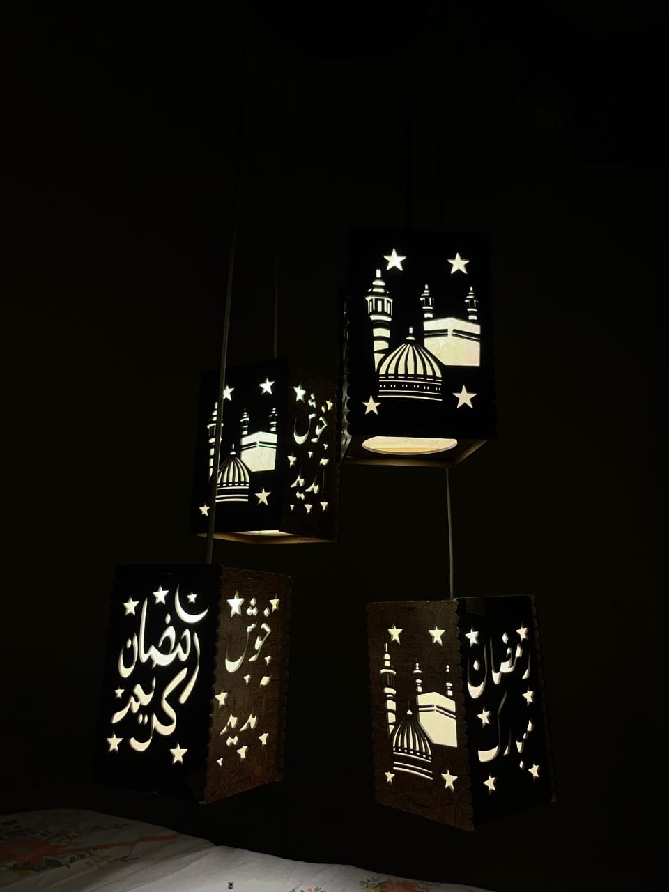 Islamic 4-in-1 Hanging Lamp – Perfect for Ramadan Decor!